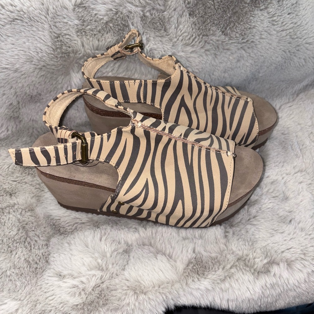 Zebra Print Wedge Sandals